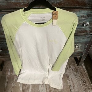 💜NWT!Victoria's Secret-PINK-Retro Campus Baseball Tee! Size M! Lime/White!